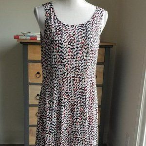 Chelsea Suite Sleeveless Dress Modern Print Ruffle Hem Size 12